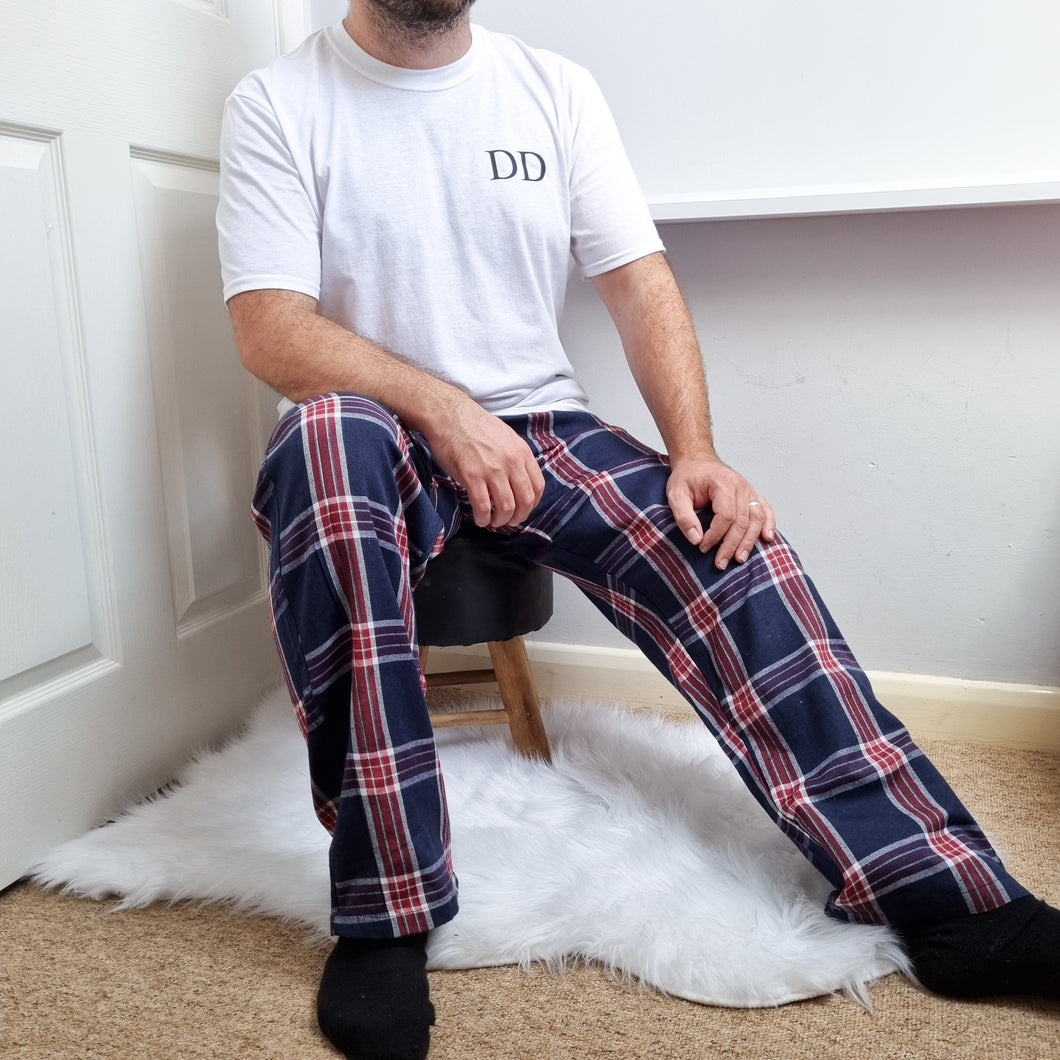 Personalised Mens check pyjamas